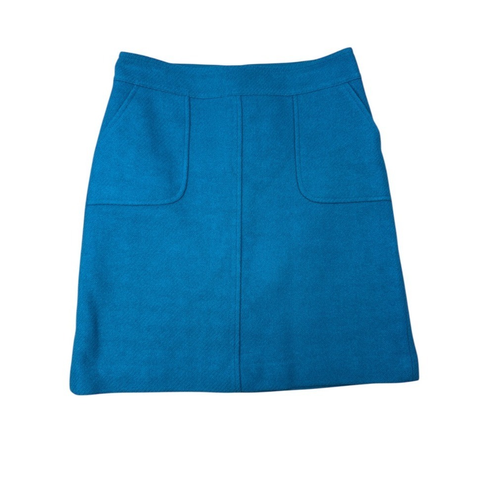 Talbots Skirt Women's 4 Teal Blue Wool Blend Pencil Lined Back Zip Career
